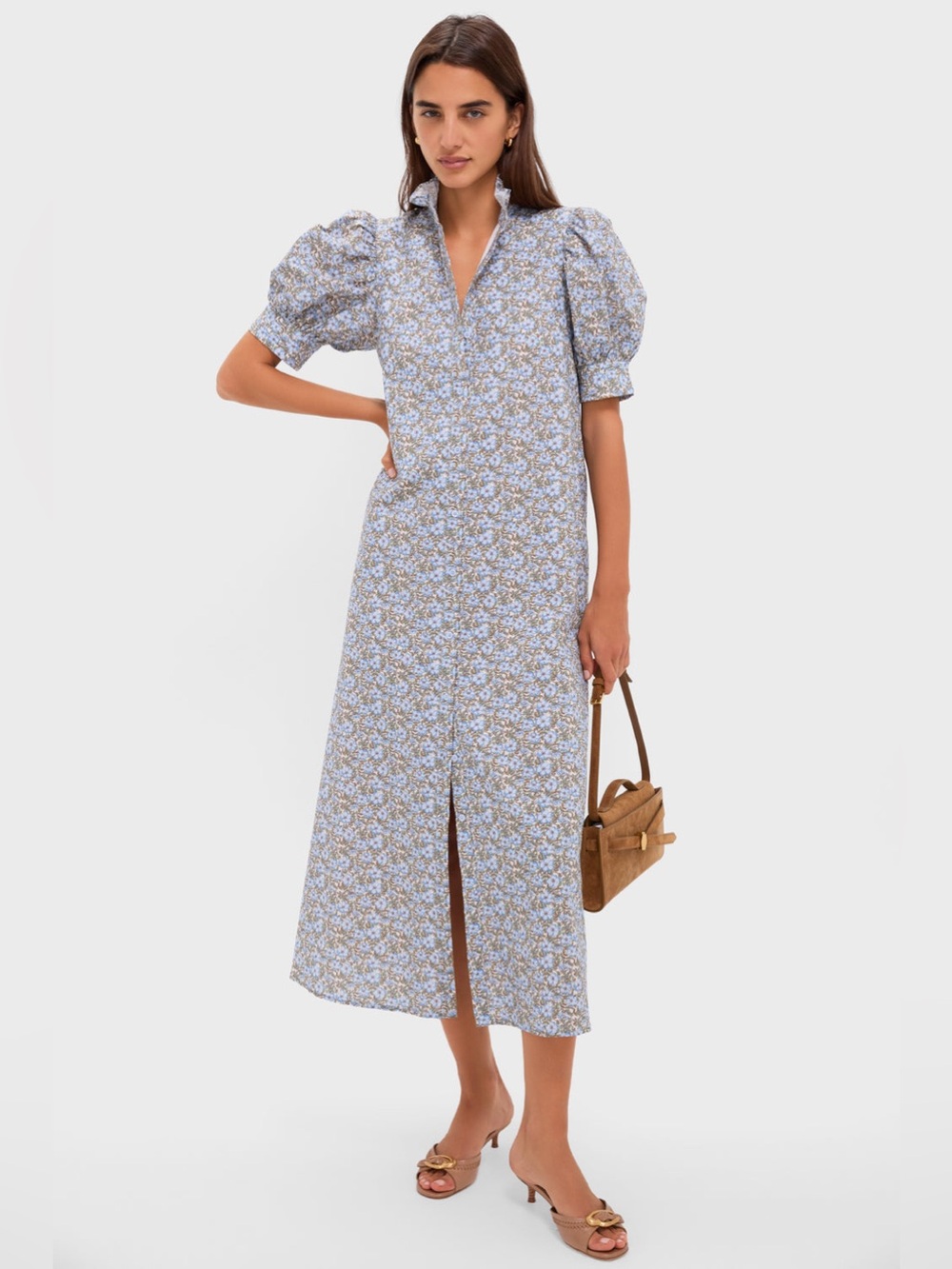 HYACINTH HOUSE Dusty Blue & Brown Floral Louisa Maxi Dress
